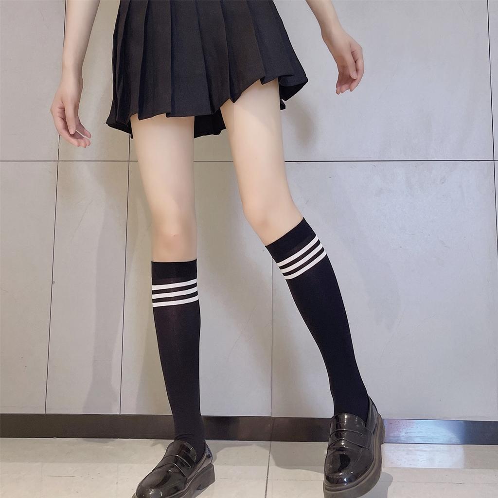 Student Socks Striped Knee High Sweet College Style Calf Socks Soft Skin-friendly JK Lolita Girls Stockings