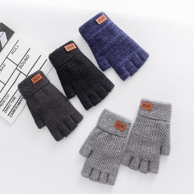 Cold Protection Plush Fingerless Mittens Warm Hand Accessories Knitted Gloves Half-finger Gloves