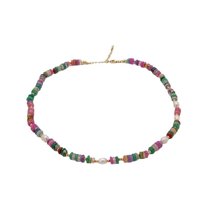 Dopamine Tourmaline & Freshwater Pearl Necklace - 2024 High-End Clavicle Chain