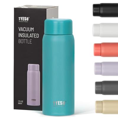 Bouteille d'eau isotherme Tyeso de 200 ml en acier inoxydable, légère et fine, isolée sous vide, facile à transporter, légère et à large ouverture.