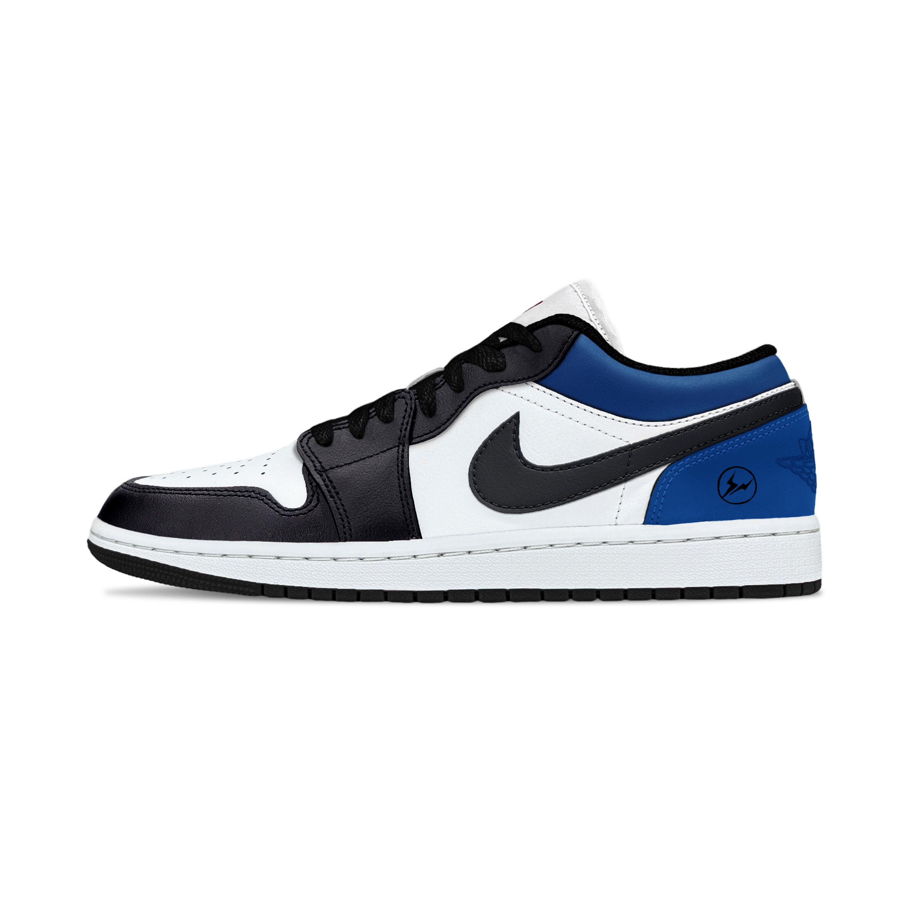 

Jordan Air Jordan 1 Hiroshi Fujiwara Abrasion Resistant Low top Vintage Basketball Shoes Unisex Black Blue 553558-165(Team806-) 41
