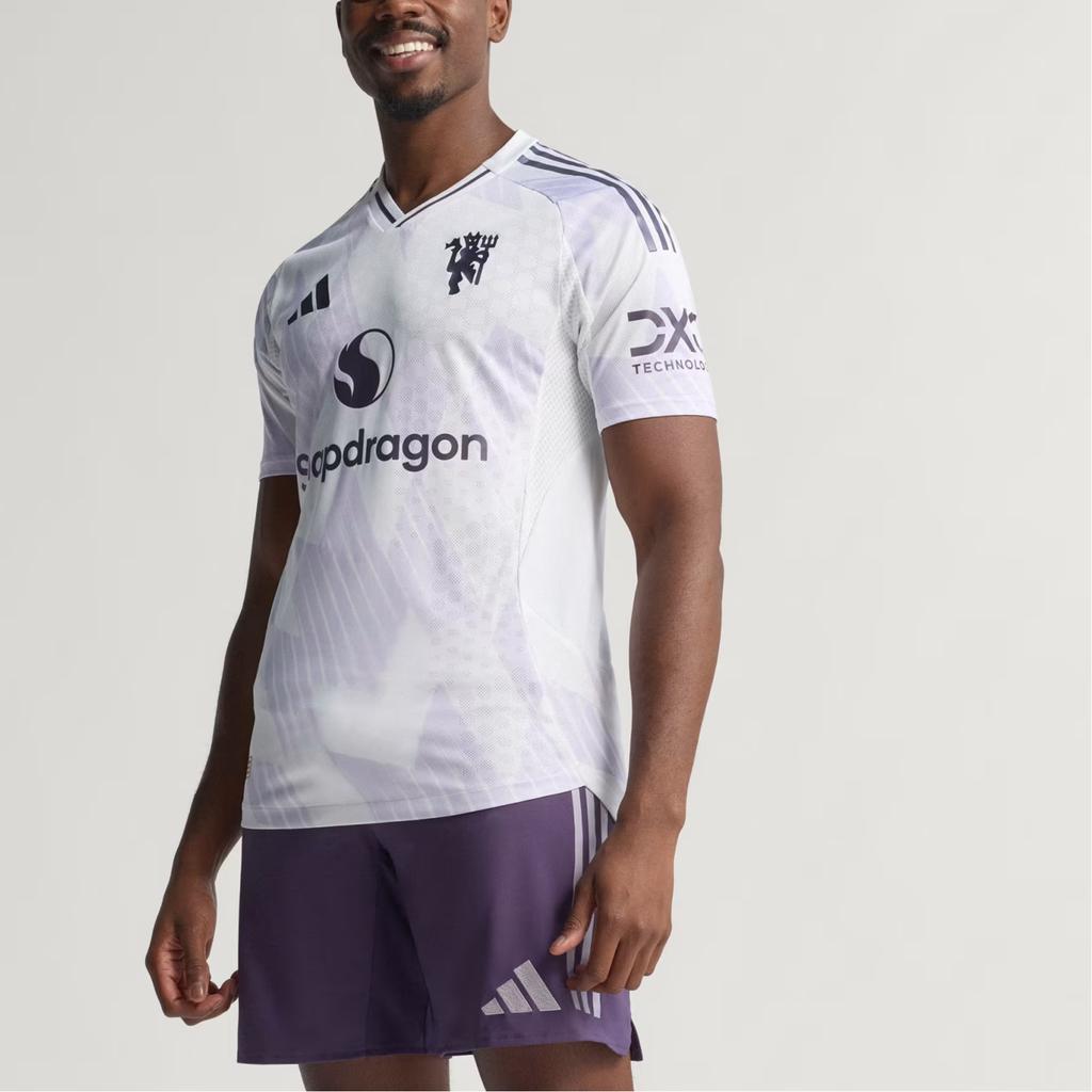 Adidas Manchester United 25/26 Away Authentic Logo Letter Stripe Short Sleeve Football Shirt Men Football Shirt JI7424