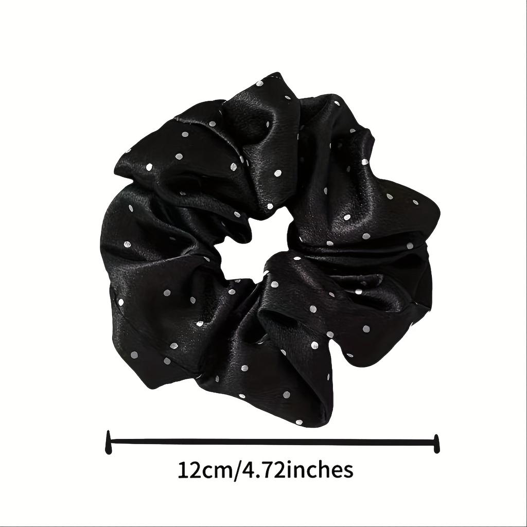 2pcs French Satin Polka Dot Colon Vintage Gentle Scrunchie High Stretch Ball Head Band Hair Cord Head Cord