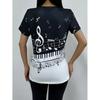 Music Note Print T-shirt, Short Sleeve O Neck Leisure T-shirt for Spring & Summer, Women's Clothing
