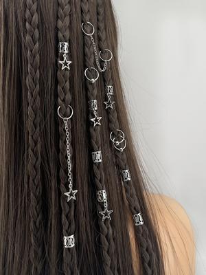32pcs Star Dreadlock Hair Braids Cuffs and Braid Decorations Hair Accessories Loc Hair Jewelry for Braids for Women
