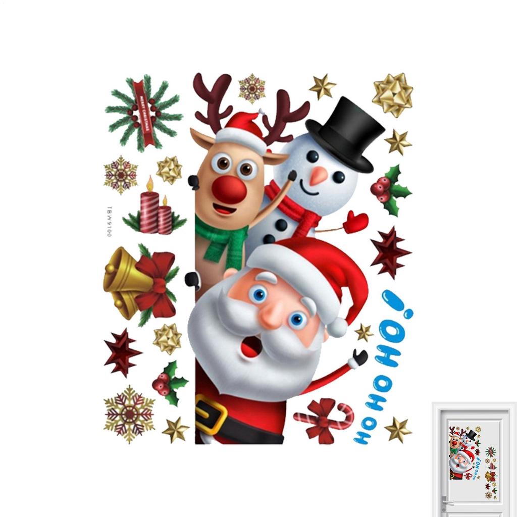 Christmas Window Stickers Santa Claus Reindeer Snowman Stickers Clings Decoration for Glass Christmas Decals Decorations