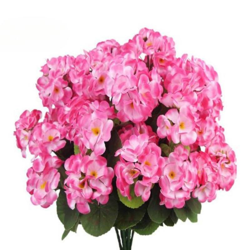 Ramo de begonias artificiales reutilizables para decoración de bodas y fiestas, flores falsas para el hogar, el interior, el jardín y el porche.
