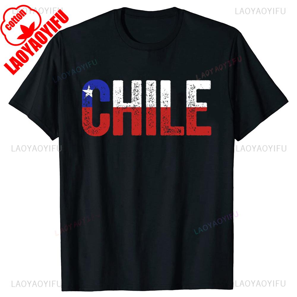 Chile Flagge Stolzer Chilene Aufdruck T-Shirt Herren Damen Baumwolle Humor Streetwear T-Shirt Kurze Ärmel Unisex Locker Kleidung Herren