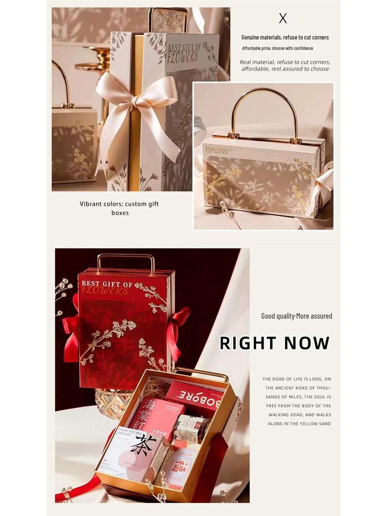 Luxurious European-Style Chinese Wedding Candy Gift Box with Hot Stamped Metal Handle