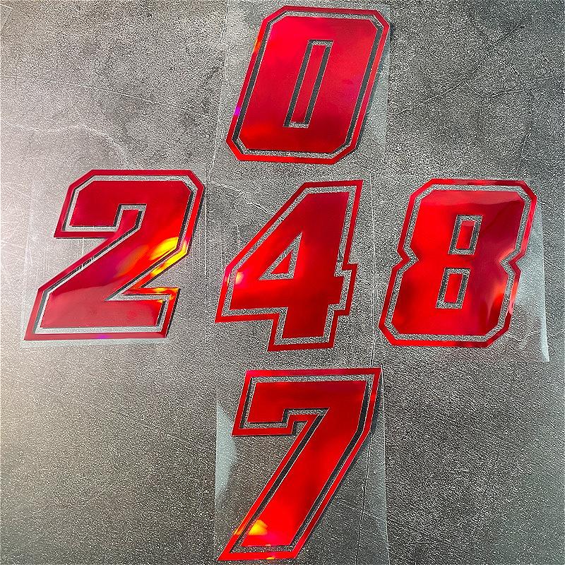 1pc Red Laser Motorcycle Number 0-9 Waterproof Sticker for Motorbike Front Fairing Fuel Tank Car Windows Bicycle Vinyl Decals