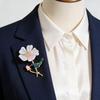 Elegant Flower Pearl Brooch Gold Tone Shell Petal Lapel Pin For Women Suit Coat Dress Jewelry Gift