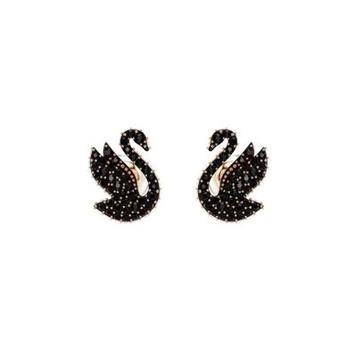 Swan Pattern Earrings Women Earrings Black 5684608