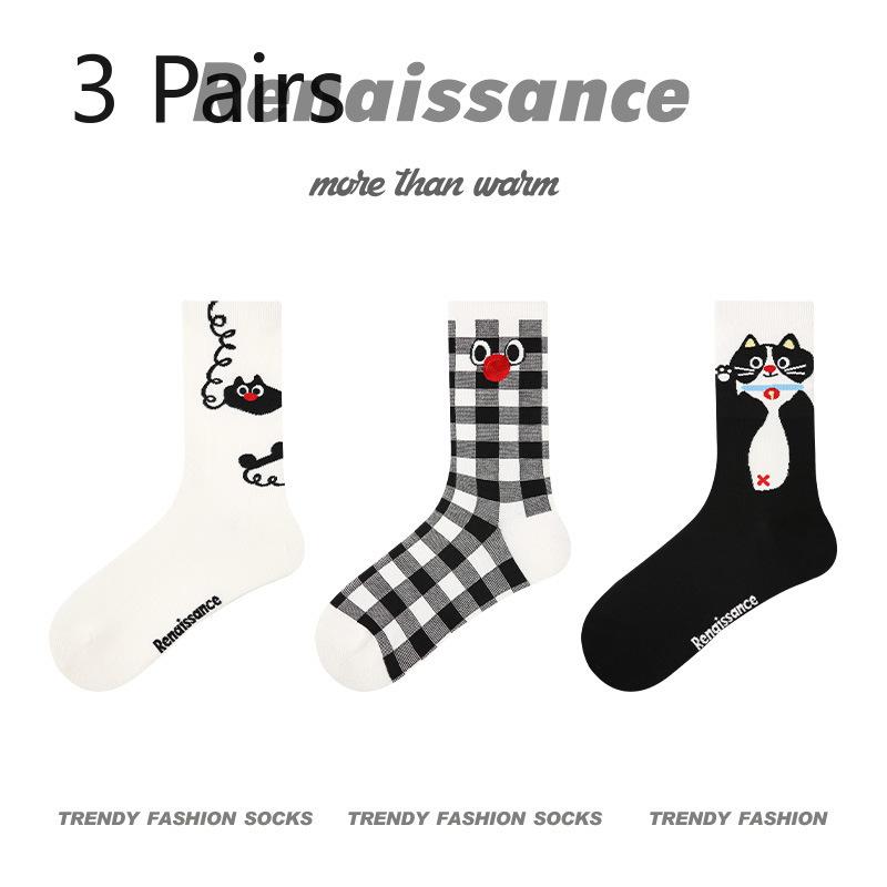 3 Pairs of Female Spring and Summer Thin Style Breathable Sports Tube Cotton Socks