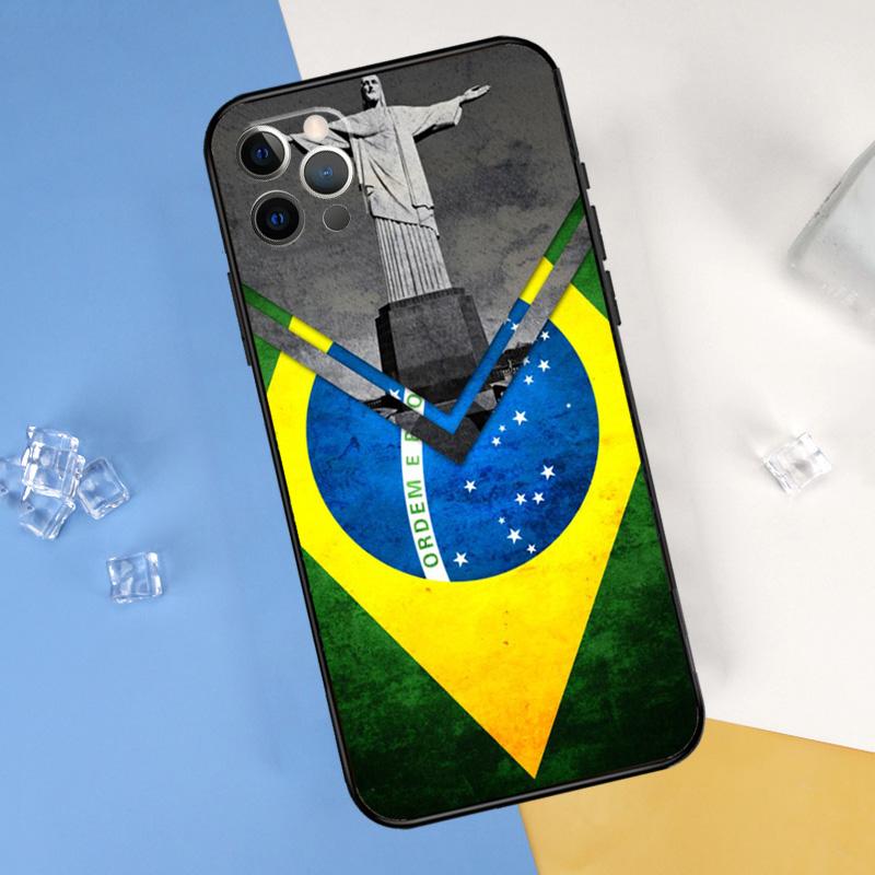 Brazil Brazilian Flag Phone Case For iPhone 16 15 13 11 12 14 Pro Max Mini X XR XS Max Plus Soft Cover