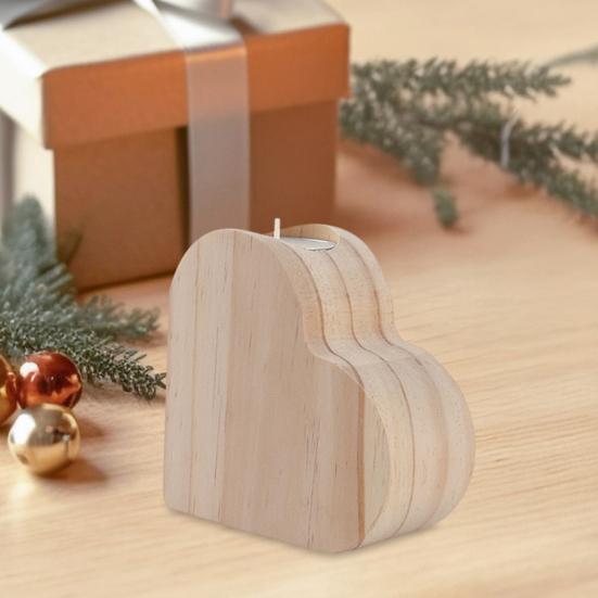 Wooden Love Heart Candle Holder Farmhouse Rustic Heart Shape Candle Stand