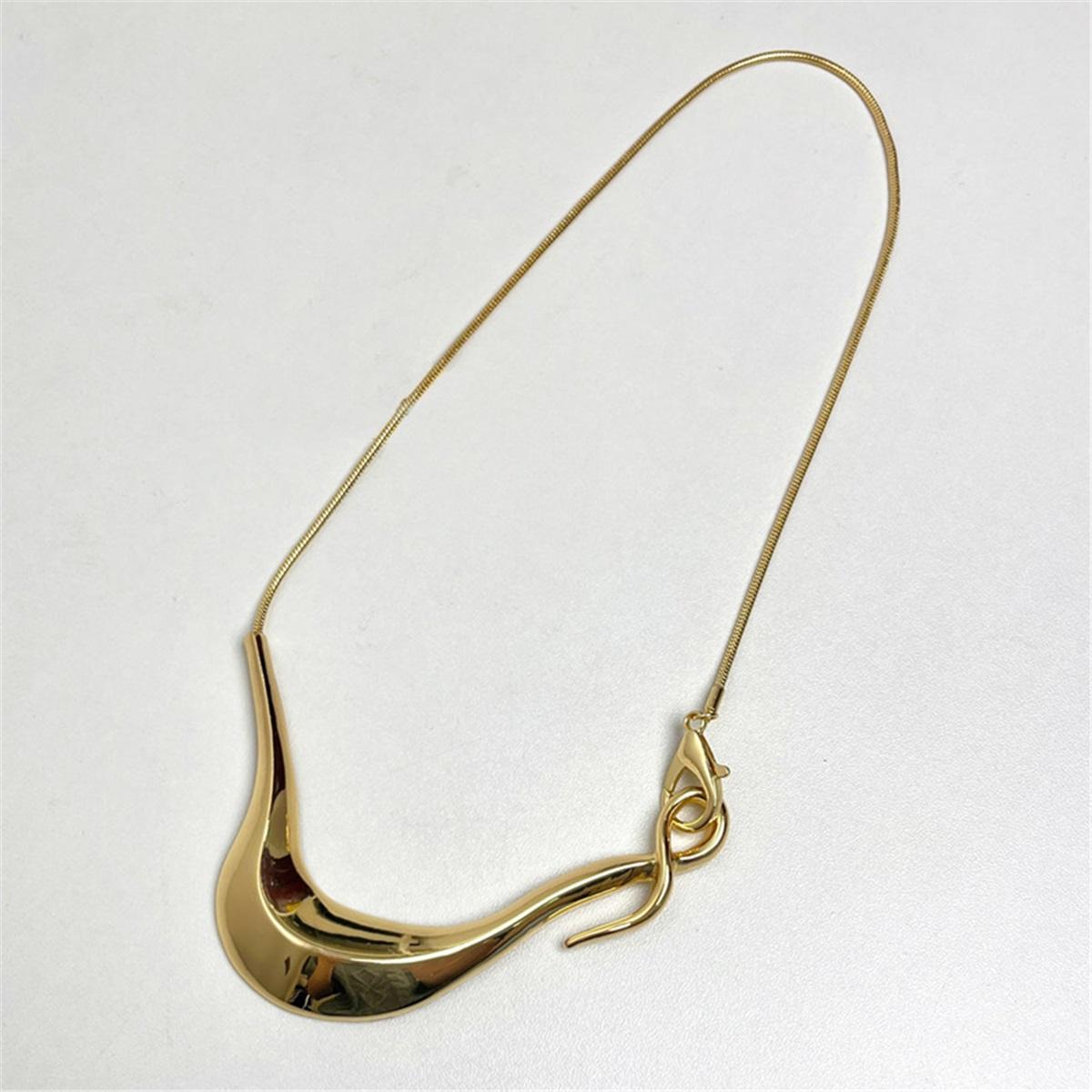 Tooxika Французская Простая Металлическая Блестящая Изогнутая Форма Граненая Форма Подвеска Ожерелье Холодный Ветер Цепочка на Ключицы Для Женщин