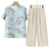 Stylish Two-Piece Summer Top for Middle-aged & Elderly Women - Short-Sleeve Shirt Set for Moms & Grandmas