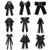 Women Ribbon Bowtie Brooch Pretied Crystal Jewelry Necktie Bowknot Jabot Collar