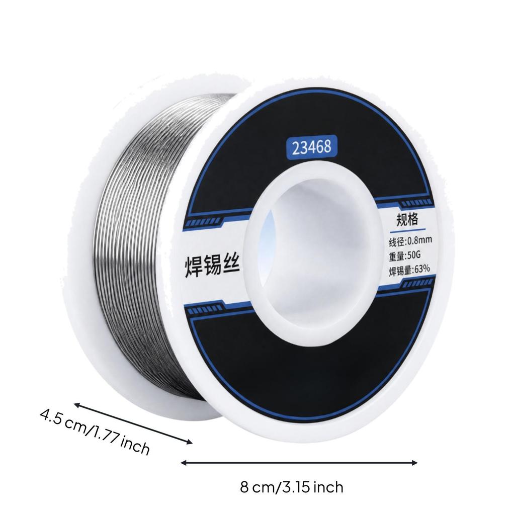 50g Solder Wire Spool SilverColored with Flux Core Moves Smoothly for Electronics