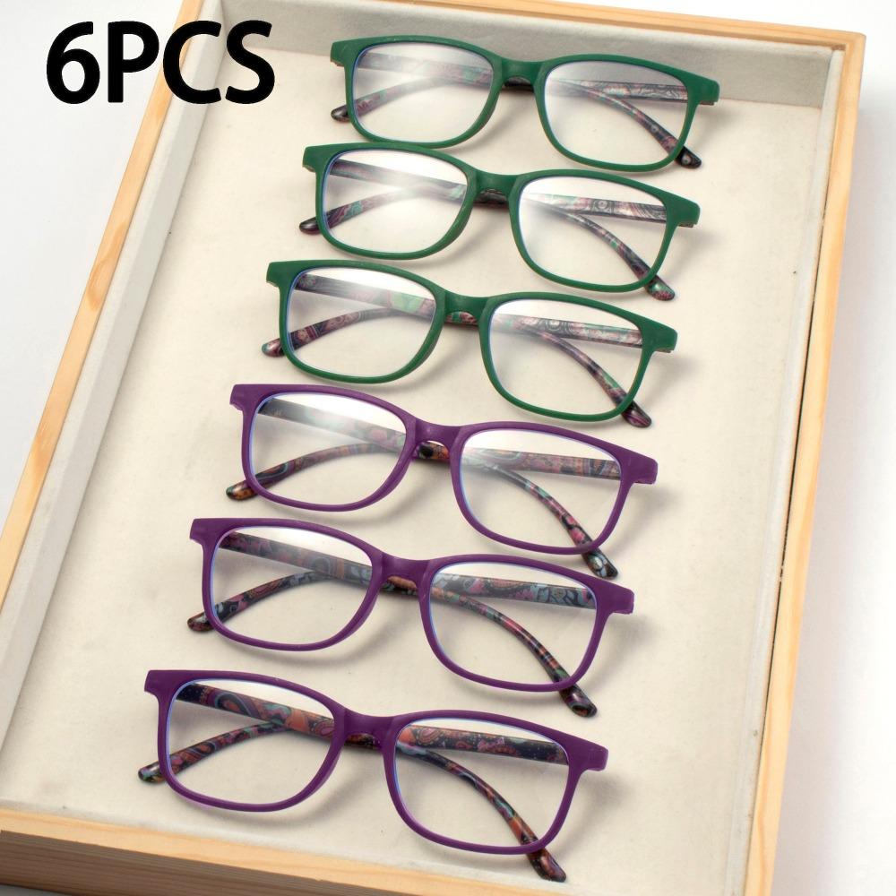6PCS Fashion Square Reading Glasses for Men Women Large Frame Presbyopia Eyeglasses High-definition Eyewear