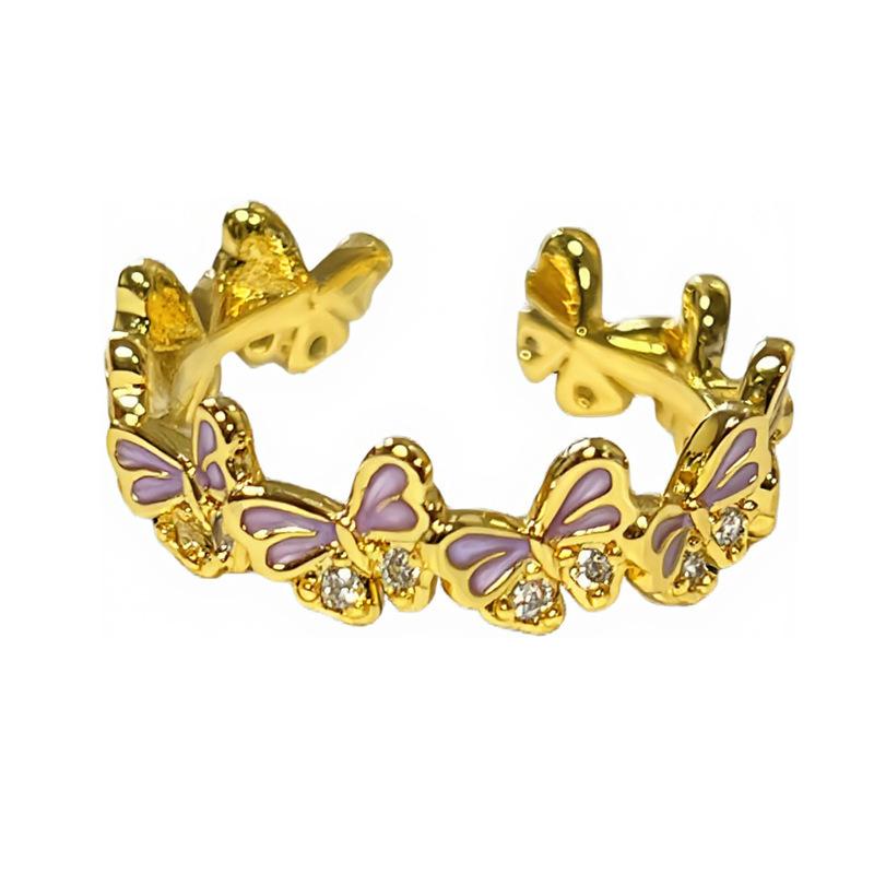 Temperament Versatile Color Butterfly Enamel Ring Women's New Light Luxury Retro Fashion Niche Design Fashion Ring
