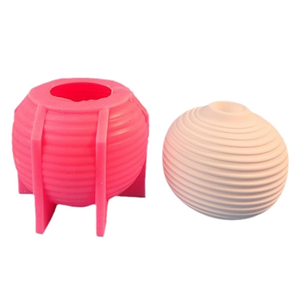 Striped Sphere Candle Holder Molds, Sphere Candlestick Molds for DIY Candle Holder Gypsum Decorations Christmas Gift