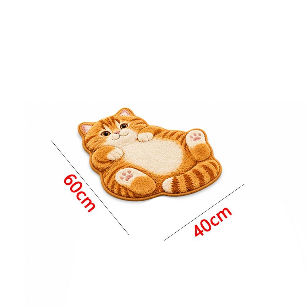 Cat-Shaped Cartoon Cat Rug Non-Slip Backing Entrance Door Mat Cute Bedside Rug Living Room Decor