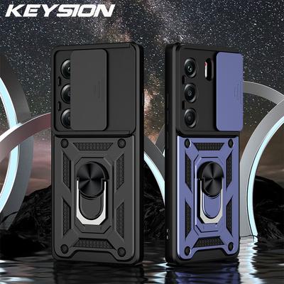 KEYSION Stoßfeste Hülle für TECNO Camon 40 Pro 4G Schiebekamera Schutz Metallring Ständer Handy-Rückseite für TECNO Camon40 4G