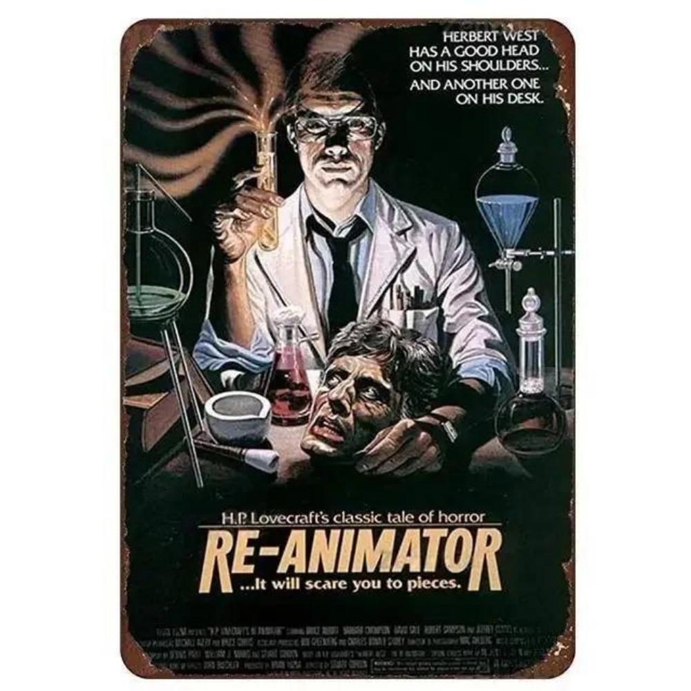 Kovové nástěnné umění Halloweenská hororová dekorace 20x30cm Domácí Jeskynní Muž Filmová cedule