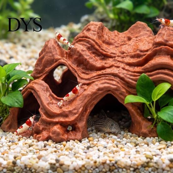 Cichlid Hiding Cave Aquarium Mountain Hideout, Rock Look Tunnel Fish Hide, Shrimp Betta Accessory Shelter for Pleco Tanks Decoration Decorative
