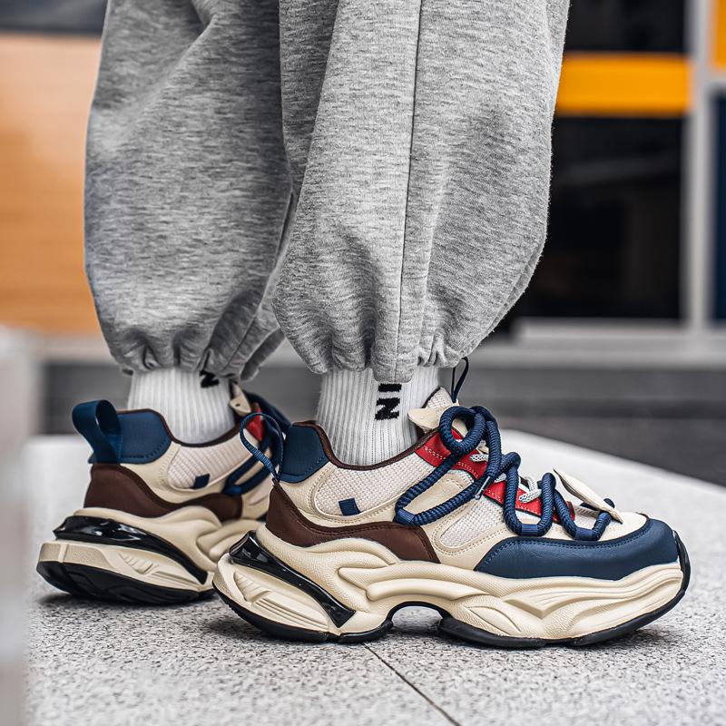 Vintage Low Top Thick Soled Casual Increase Sports Shoes for Men Autumn Fashion Trend Versatile Comfortable Chunky Sneakers