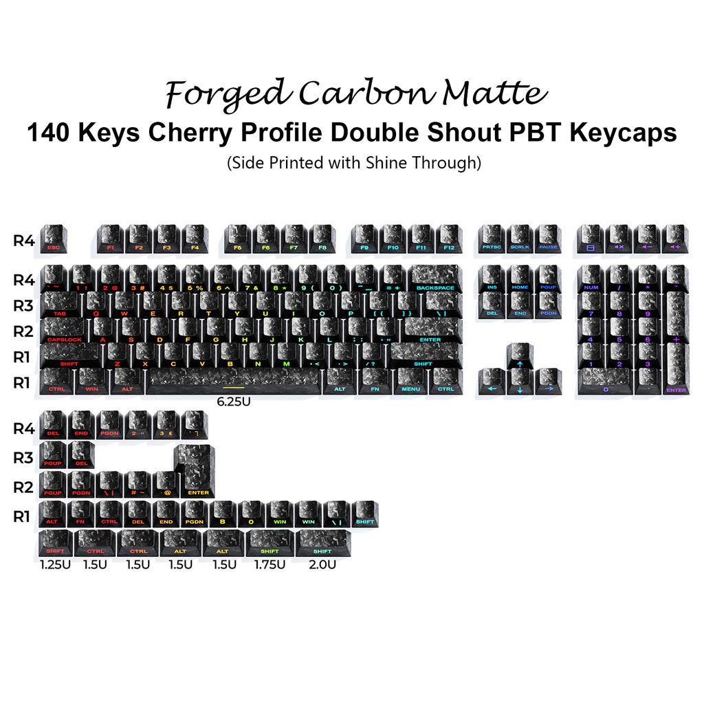 Gradient Matcha Side Printed Keycaps PBT Double Shot Shine Through Keycaps OEM Profile 135 Keys for MX Switches Gaming Keyboards