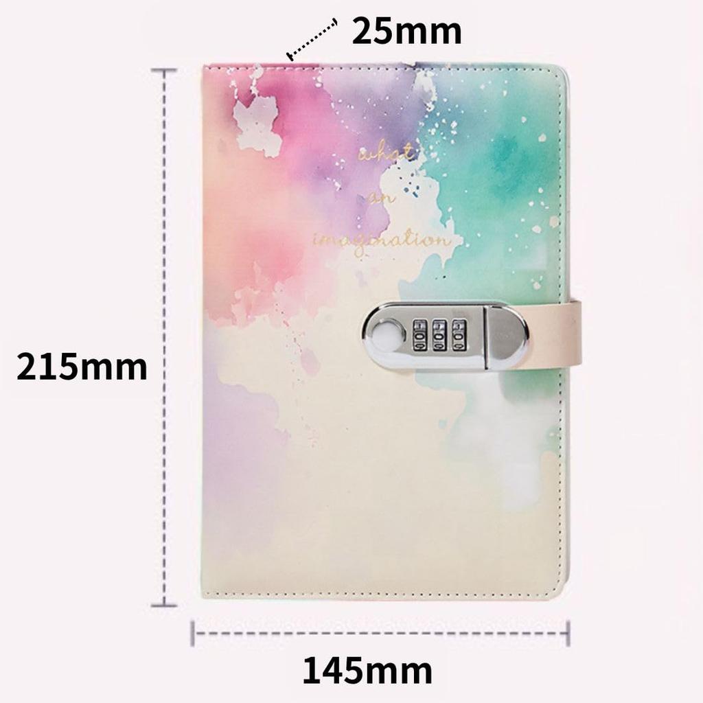 Cobalt Planet Lockable Diary for Girls, A5 Size, with Combination Lock and Ballpoint Pen, Secret Notebook Gift (Marble A)