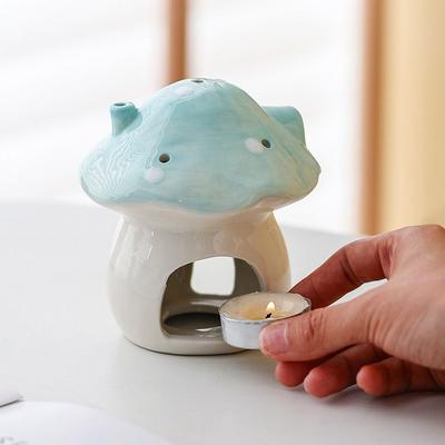 Portavelas de Hongo Lindo Regalo Estufa de Aromaterapia Cerámica Romántica Quemador de Incienso de Hongo 3D Antideslizante Cafetería