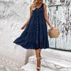 YYFS Women's Fashion Summer Spring Solid Color Print Sleeveless U-Neck Casual Dresses