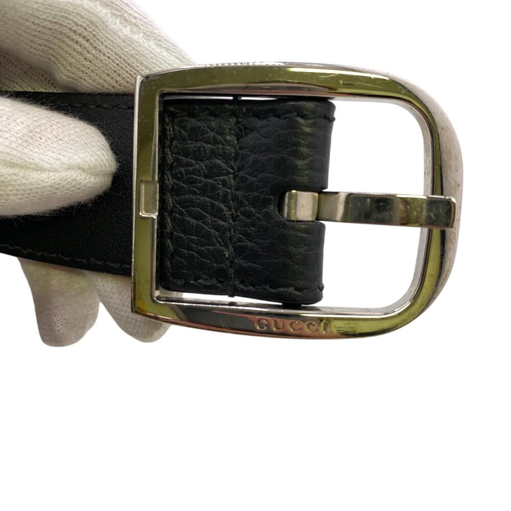GUCCI 510309 leather CAOON belt black leather unisex Used