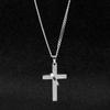 Hip Hop Punk Cross Circle Pendant Long Necklace Unisex Stainless Steel Sweater Chain