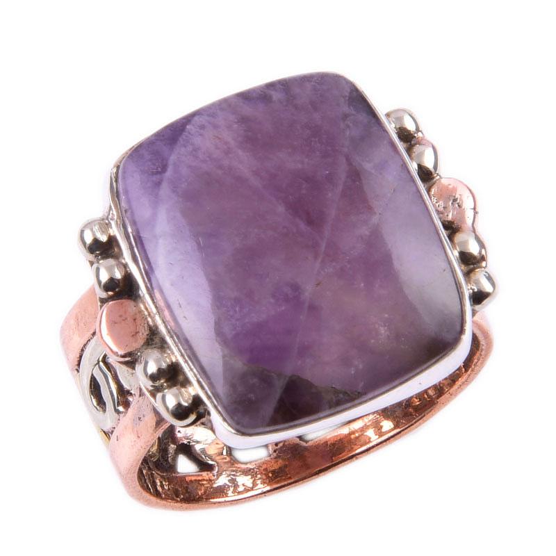 Natural Tiffany Stone Gemstone 925 Sterling Silver TwoTone Gift Ring S.7 B7l53