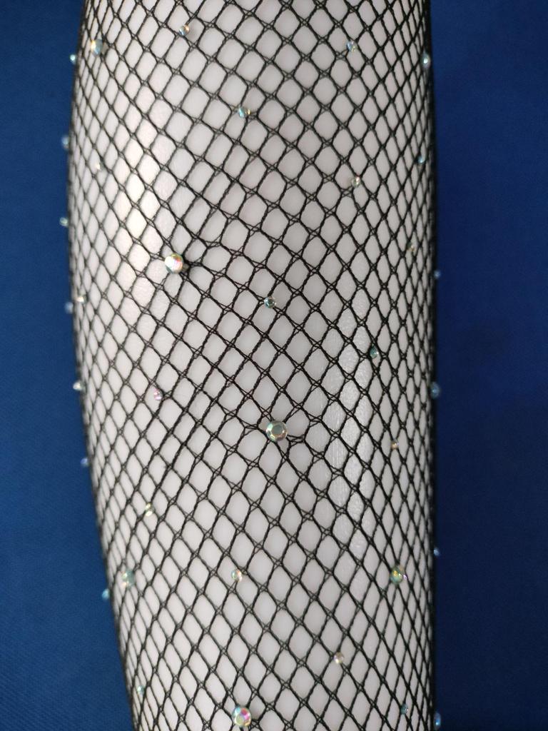 Black Fishnet Stockings with Star Accents - Sexy Silk Pantyhose