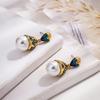 1 Pair Vintage Elegant Women's Enamel Earrings - Turquoise Blue & Golden Antique Imitation -like Drop Dangle Earrings with Ornate Chinese/-Inspired Mo
