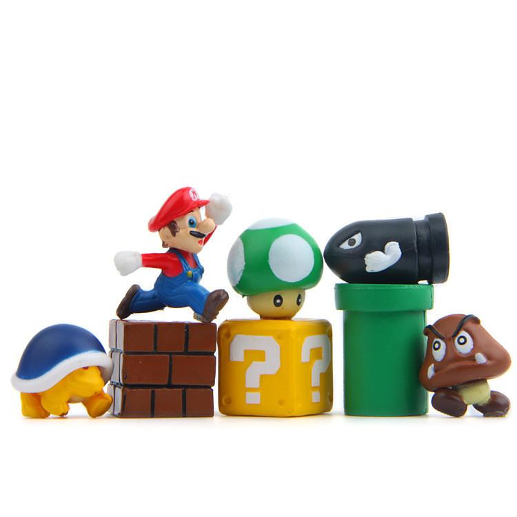 Cartoon Mario Super Style Pvc Toy Figures Set For Office And Displays Hobby