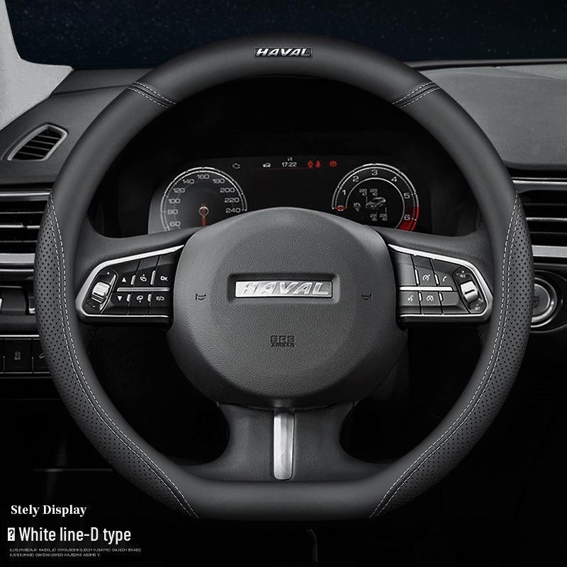 Genuine Leather Steering Wheel Cover for Haval H1-H9, M6 Models
