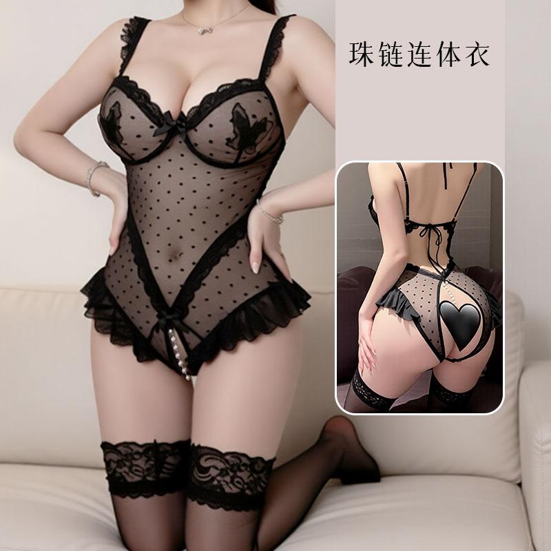 Sexy Underwear Women's Lace Sexy Perspective Onesie Butterfly Mesh Pure Desire Temptation Open File Free Tone