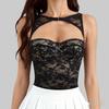 European & American 2024 Lace Patchwork Underwire Slimming Bust-enhancing Spaghetti Strap See-through Vest