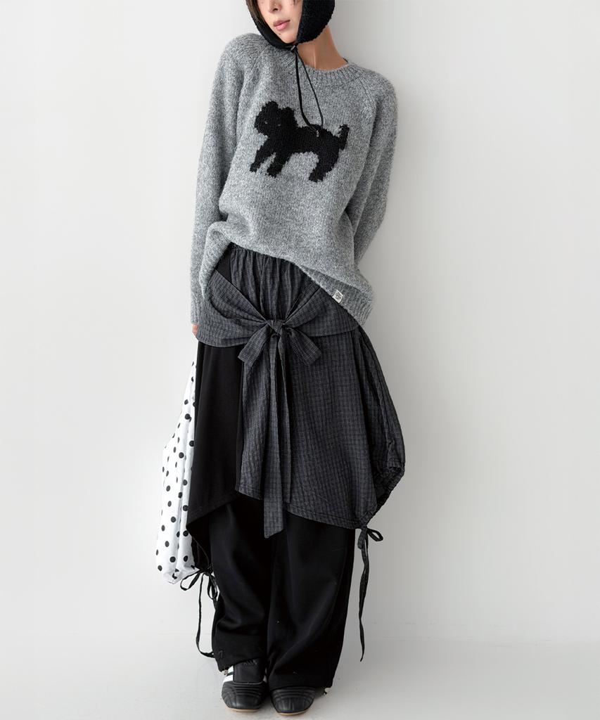 THE GREEN LAB Cat Jacquard Sweater [Melange Grey]