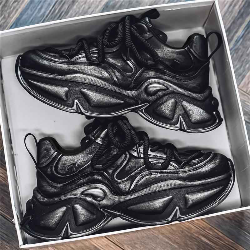 Spring Thick Soled Shock-absorbing Men's Shoes Gray Fashionable Wear-resistant Men's Shoes Fashionable Dad Men's Shoes Sports Shoes