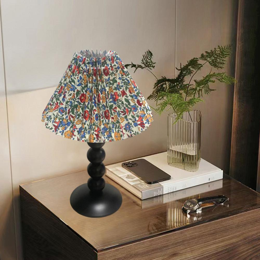 

12W Bedside Table Lamp with 3 Brightness Levels, Nordic Style Ambient Light Decorative Pleated Night Light, EU Plug