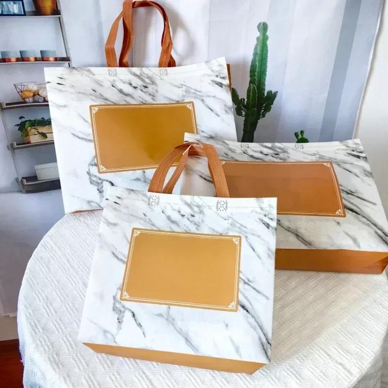 10pcs Non-woven Fabric Handbag Film Covering Waterproof Shopping Bags Strong Handle Package Bag Clothing Gift Pack Portable Bags