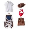 Western Cow boy Kids Costume Boy Toddler Role Play Outfit Vest Pants Set Party Performance Cute Authentic