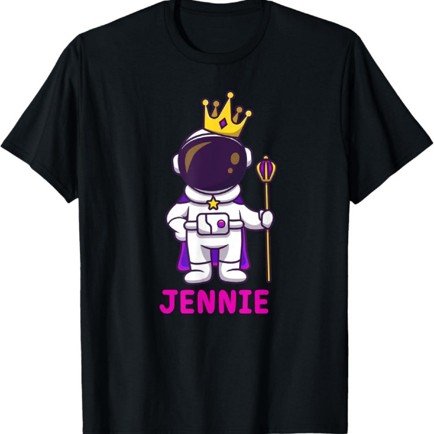 ДЖЕННИ Персонализированная футболка с именем Астронавт День рождения Королева XXXXXL чёрный